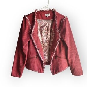 Glam Los Angeles Charlotte Fringe Cayenne Red‎ Blazer Jacket Med Career office